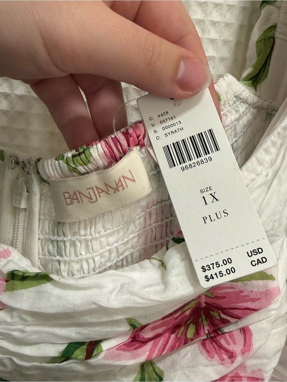 Anthropologie Off-Shoulder White Floral Dress with Pink Blooms - NWT - Picture 4 of 13